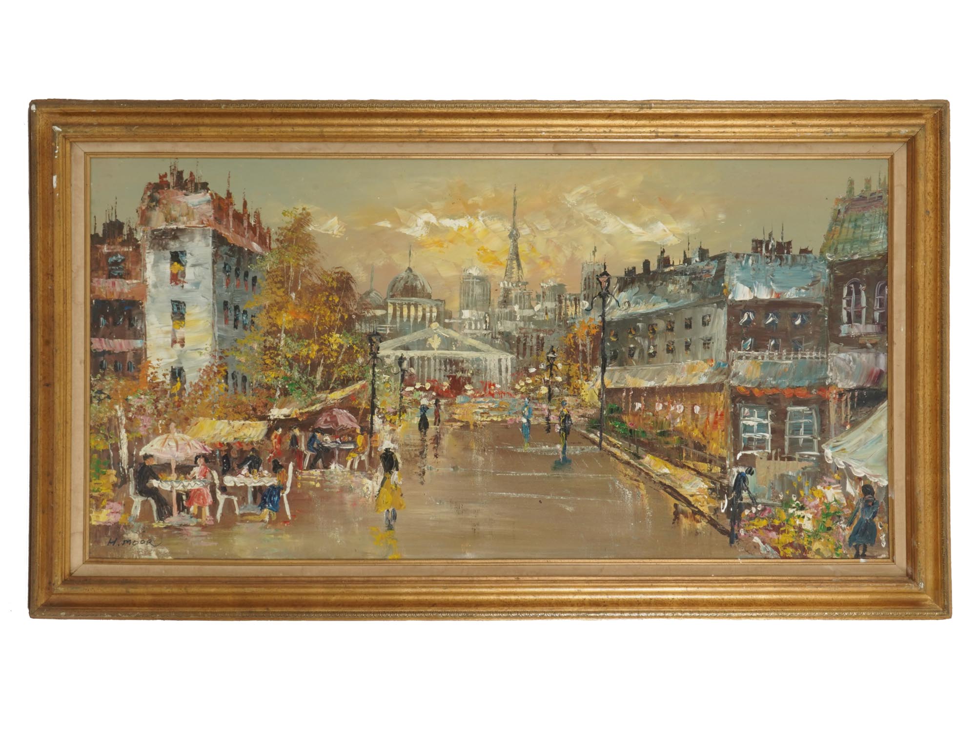 IMPRESSIONIST PAINTING VIEW OF PARIS SIGNED MOOR